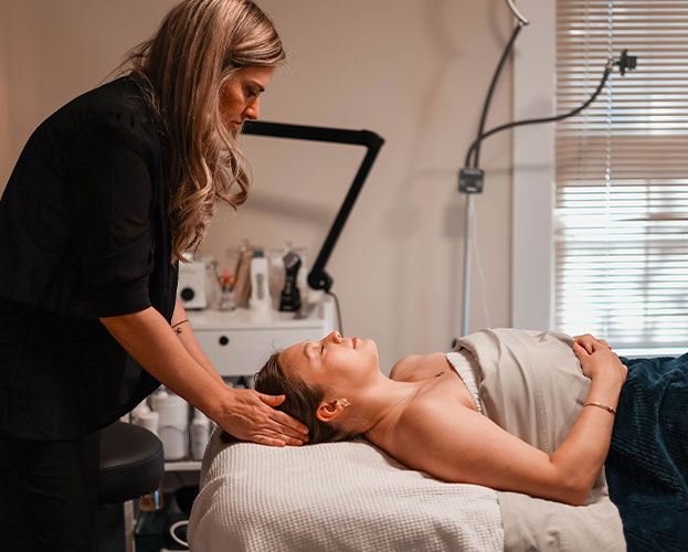 a woman standing in a room